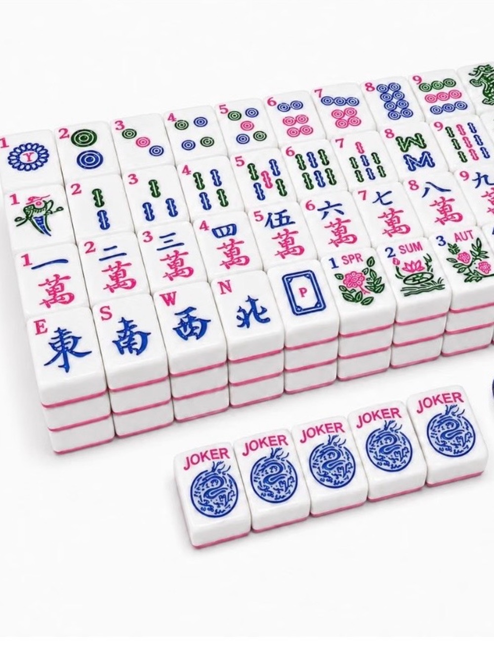 166-Piece American White Mahjong Set with Pink Trim - New, wrapped & Boxed
